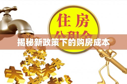 大朗揭秘新政策下的购房成本