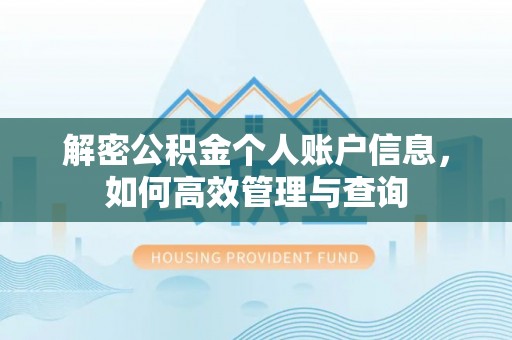 芬园解密公积金个人账户信息，如何高效管理与查询
